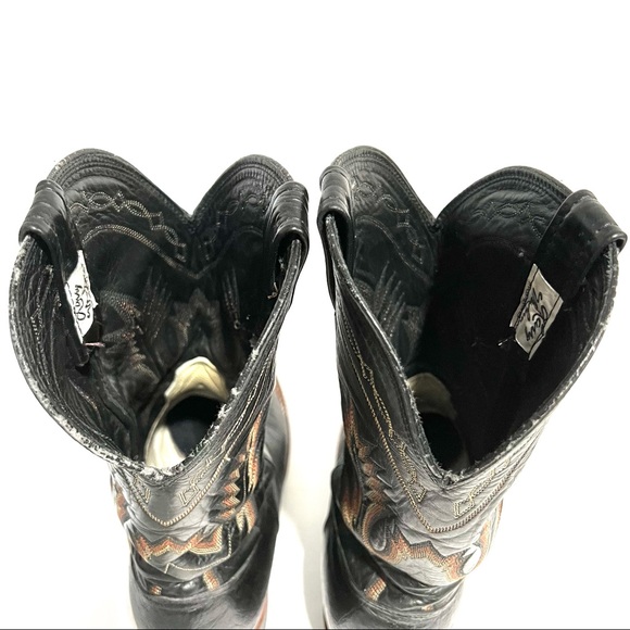 Larry Mahan Men’s Embroidered Black Leather Cowboy Western Stitched Boot Sz 10.5 - Picture 10 of 16